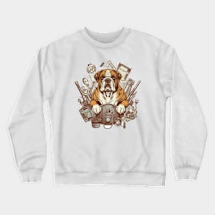 A vintage Physician English Bulldog t-shirt design with a faded brown color, distressed texture Crewneck Sweatshirt